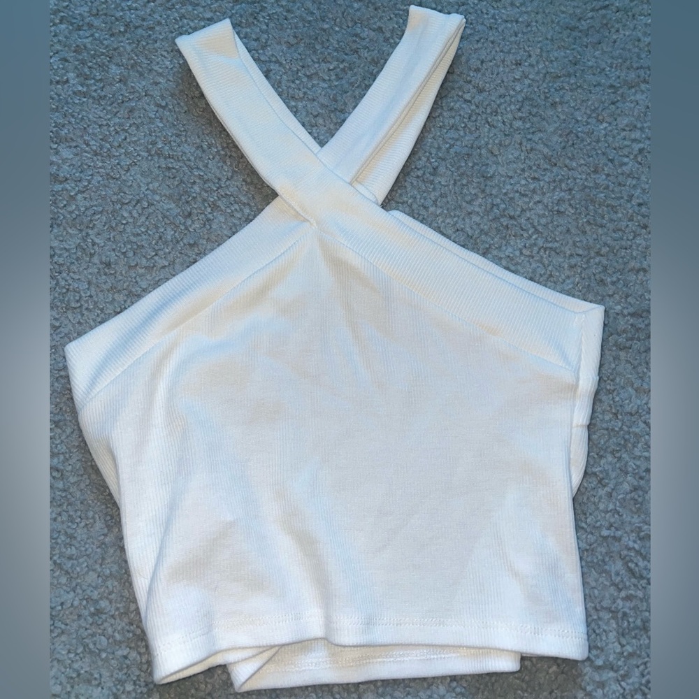 White Crossed Halter Top 💓